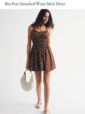 Abercrombie & Fitch Brown Dress with White Polka Dots